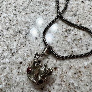 Red jeweled crown necklace NWOT